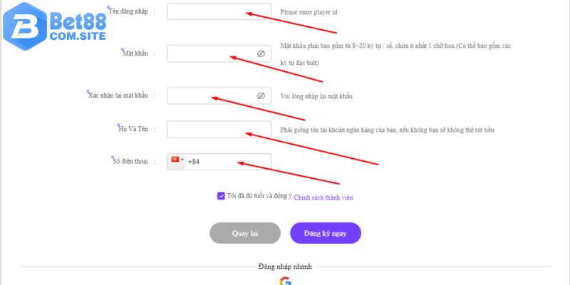 Hướng dẫn đăng ký BET88 chuẩn xác